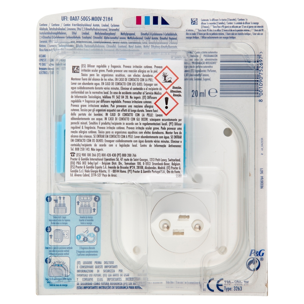 Ambi Pur Profumatore per Ambienti Elettrico Starter Kit 3Volution, Oceano 20 ml